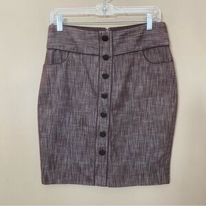 Charlotte Russe Brown Crosshatch Button Down Skirt